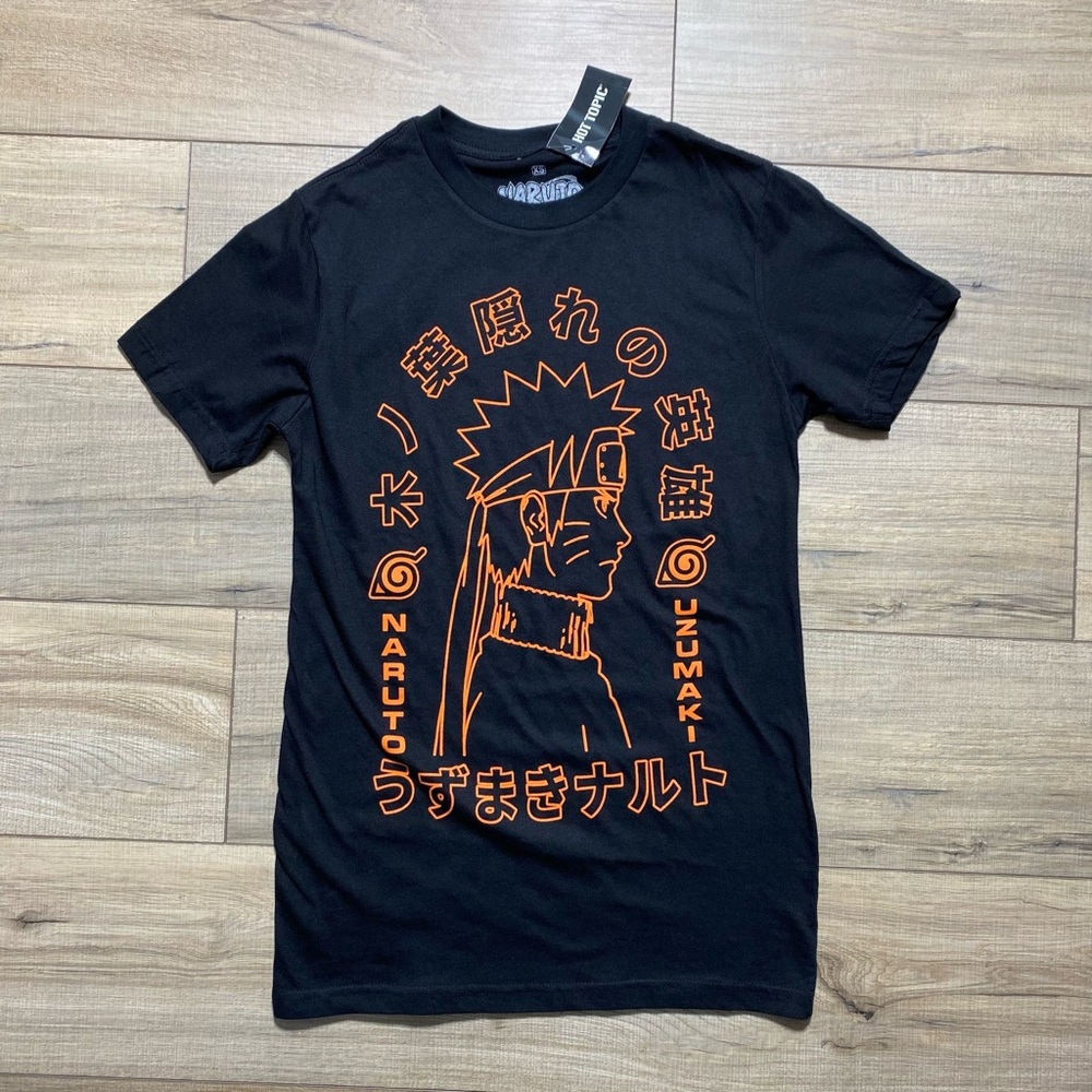 Hot Topic Mens Naruto Shippuden Uzumaki Short Sleeve Shirt Size XS Black